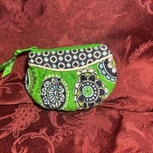 *Retired Print Vera Bradley Green and Blue Floral Cosmetic Bag